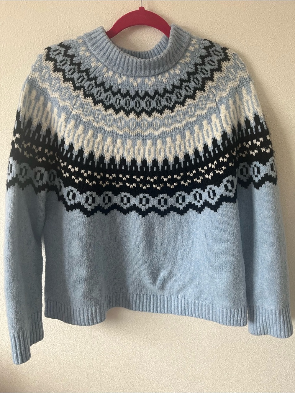 Light Blue Fair Isle Crewneck Sweater